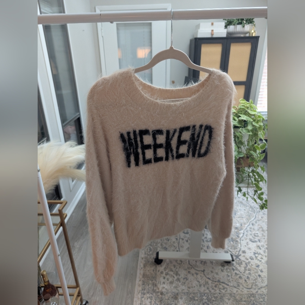 AE "weekend" Graphic Eyelash Sweater